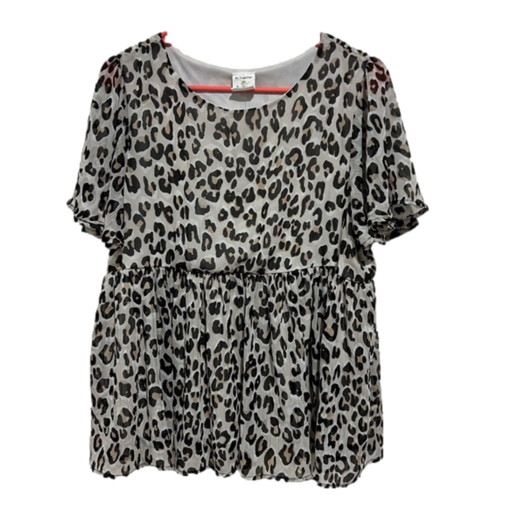 Peplum Animal Leopard Cheetah Print Blouse M